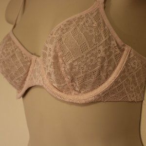 Body by Victoria unlined demi pink nude lace